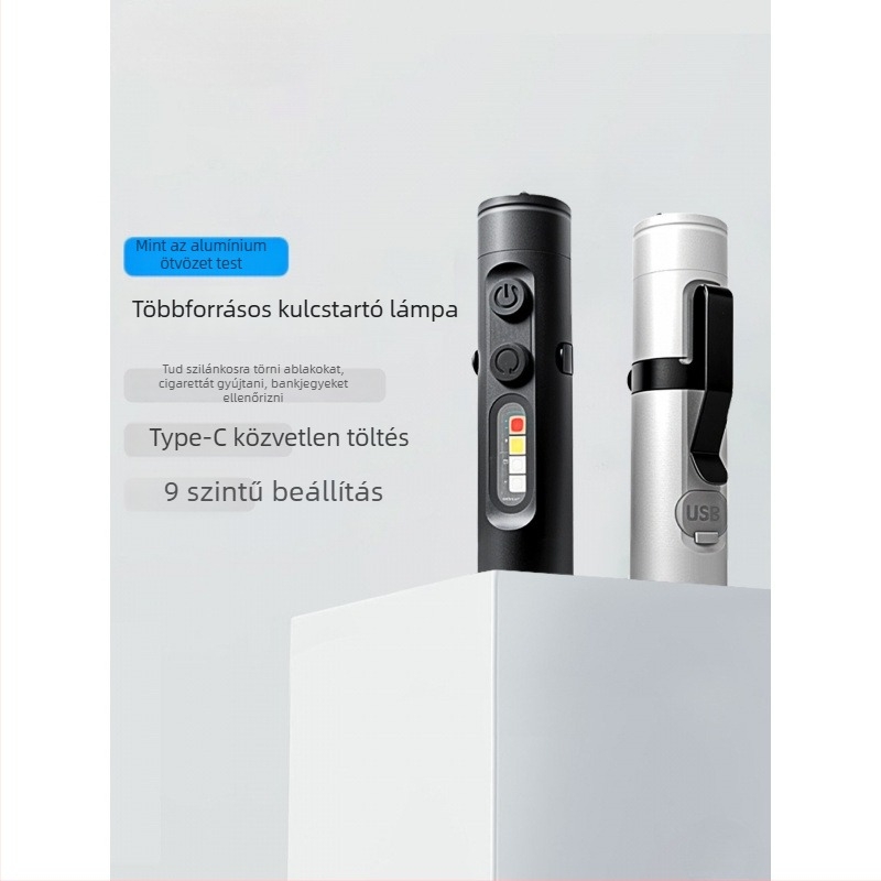 Újratölthető lítium-akkumulátoros kulcstartó zseblámpa Waiord LED-chip-pel, mágneses kültéri autó világítás