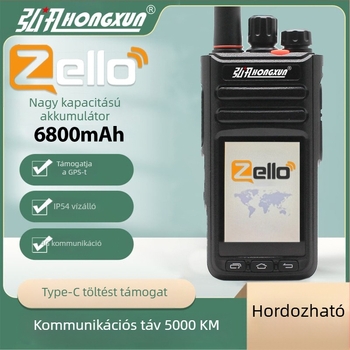 Walkie-Talkie T82 Globális Interkom, 4G hálózat, GPS pozicionálás, Li-Po akkumulátor 6800mAh, hatótáv több mint 50 km, kijelzővel