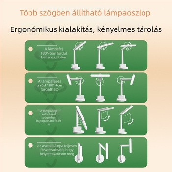 Szemvédő LED asztali lámpa, USB tápegység, három színhőmérséklet 3000K/4000K/6500K, érintéses kapcsoló, ABS árnyékoló