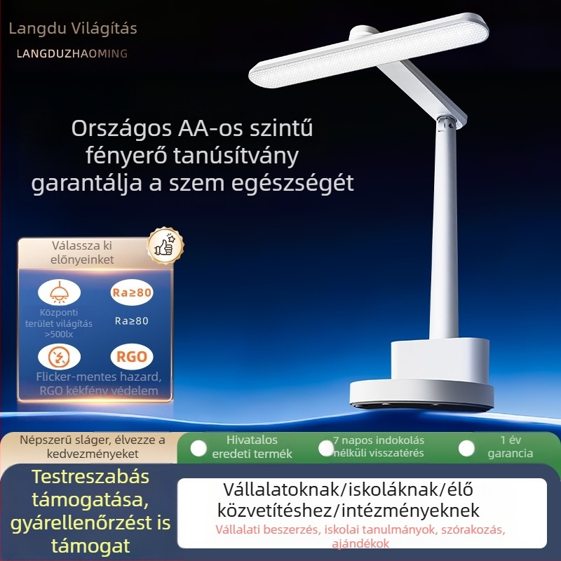 Szemvédő LED asztali lámpa, USB tápegység, három színhőmérséklet 3000K/4000K/6500K, érintéses kapcsoló, ABS árnyékoló
