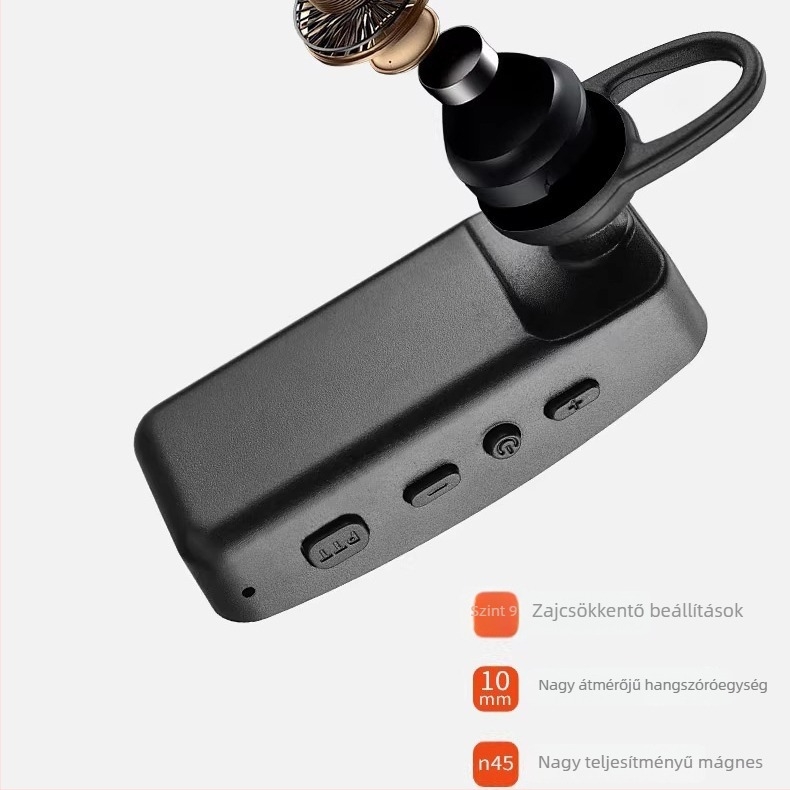 Mini fülre csíptethető walkie-talkie intercom Renault Q9, 16 csatorna, 400–470 MHz, 5W, 1000 mAh akkumulátor