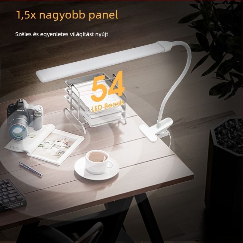 LED Klipszes asztali lámpa – Szemvédő, USB táplálás, Érintéses kapcsoló, Klip világítás, Fém árnyékoló