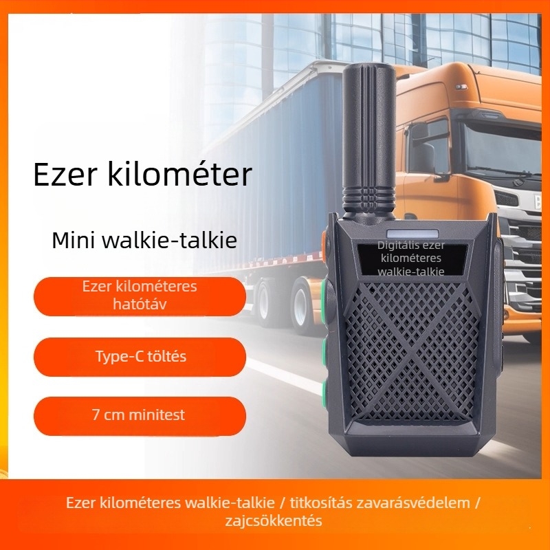 Digitális kézibeszélő walkie-talkie 5-10 km hatótávval, 2000 mAh Li-ion akkumulátor, 5G kapcsolattal, porálló.