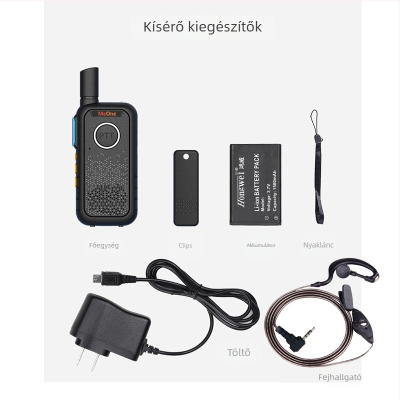 MEONE M1S professzionális kézi rádió – 400–470 MHz, 5 W kimenő teljesítmény, 16 csatorna, 3,7 V üzemfeszültség, 48 óra akkumulátor-üzemidő