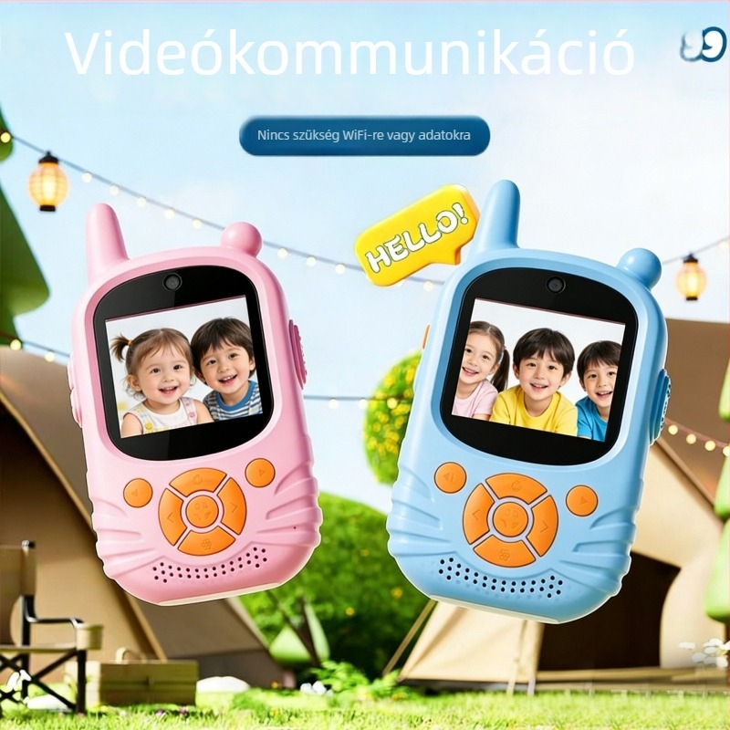 Gyerekeknek szánt analóg walkie-talkie kijelzővel, 5 csatorna, 2 W, hatótáv 1,5 km, lítium akkumulátor 800