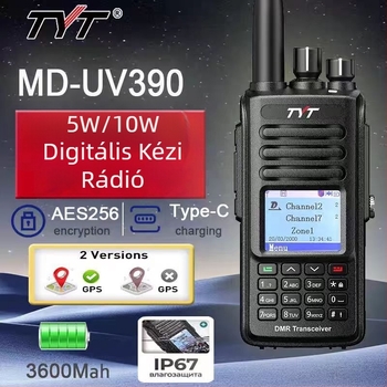 TYT hordozható rádió MD358, robbanásbiztos, 99 csatorna, 4G