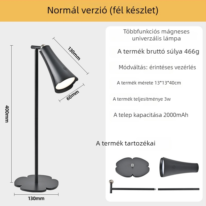 Szemvédő LED asztali lámpa 3-in-1 mágneses klip, újratölthető, érintéses kapcsolóval, 5W, CRI≥95