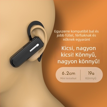 Mini vezeték nélküli éttermi intercom fül-akasztóval, 400–480 MHz, 1,5 W, 16 csatorna, hatótáv akár 3 km, Li-ion akkumulátor 3,7 V