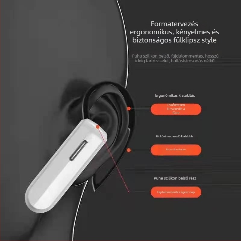 Mini vezeték nélküli éttermi intercom fül-akasztóval, 400–480 MHz, 1,5 W, 16 csatorna, hatótáv akár 3 km, Li-ion akkumulátor 3,7 V