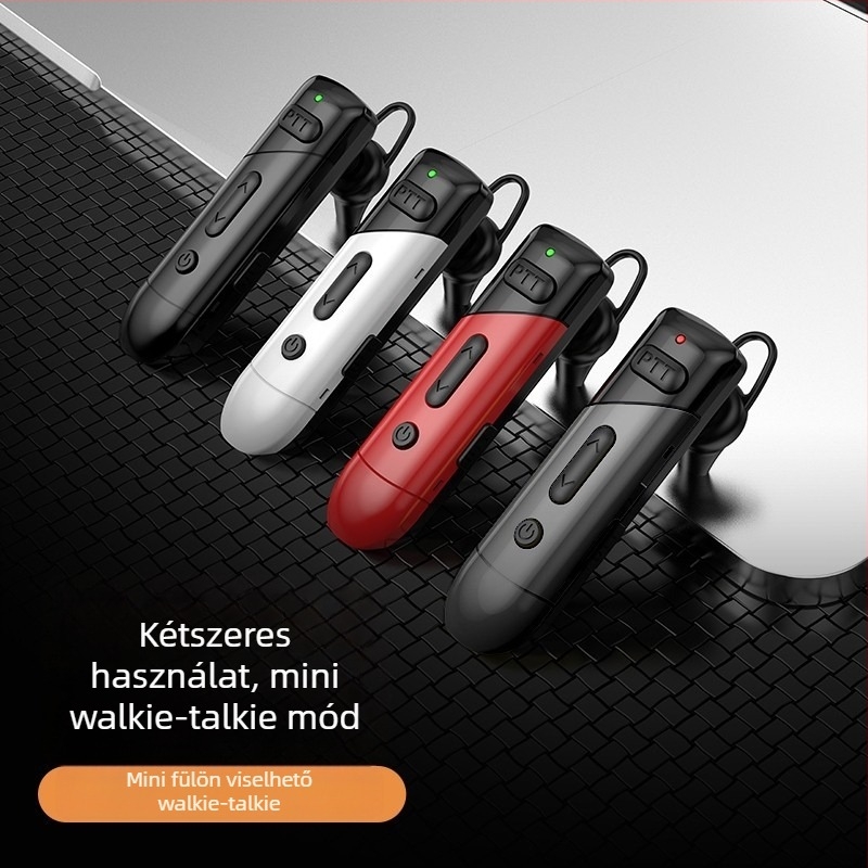 Mini vezeték nélküli éttermi intercom fül-akasztóval, 400–480 MHz, 1,5 W, 16 csatorna, hatótáv akár 3 km, Li-ion akkumulátor 3,7 V