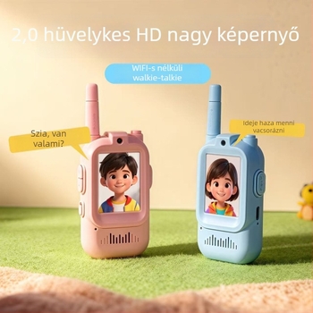 Gyerekeknek szóló videó interkom - vezeték nélküli, mini kültéri modell, 2.4 GHz, 1 csatorna, hatótávolság 1,5 km, 650 mAh Li-ion akkumulátor, kijelző, porálló
