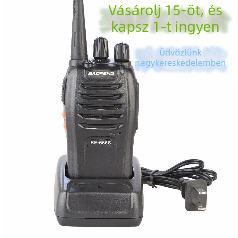 Baofeng BF-666S hordozható rádió, 16 csatorna, 3-5 km hatótáv, Li-ion akkumulátor 2800 mAh, porálló