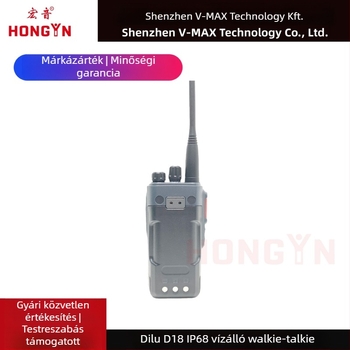 Dilu D18 IP68 vízálló professzionális kétirányú rádió, 400–470 MHz, 10 W, 16 csatorna, akár 50 km hatótáv, 5800 mAh Li‑ion akkumulátor, 7.4 V