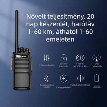 Baofeng BF-888S Plus hordozható interkom – analóg, 16 csatorna, 403–470 MHz, 5W, 3–5 km hatótávolság, 3800 mAh Li-ion akkumulátor