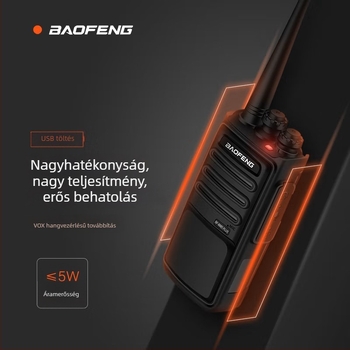 Baofeng BF-888S Plus hordozható interkom – analóg, 16 csatorna, 403–470 MHz, 5W, 3–5 km hatótávolság, 3800 mAh Li-ion akkumulátor