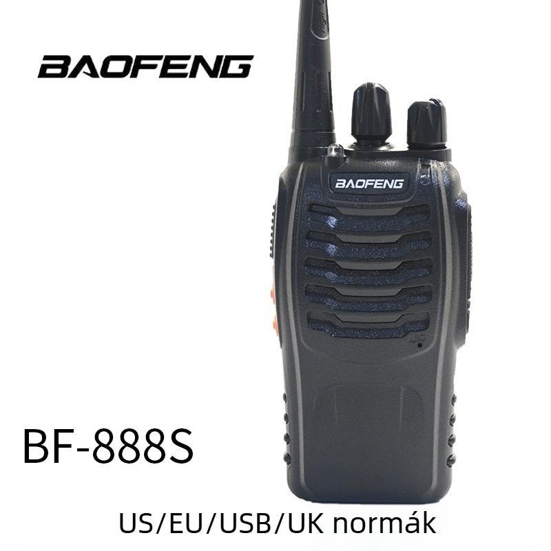 Baofeng BF-888S kézibeszélő, 16 csatorna, 1,5–3 km hatótáv, 5W RF kimenet, 1000 mAh Li-ion akkumulátor