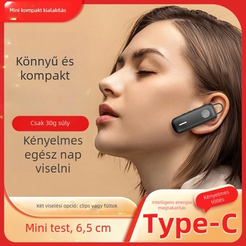 Mini fülhorgos walkie-talkie interkom beltéri használatra, 400–470 MHz, 2W, 16 csatorna, hatótávolság legfeljebb 1,5 km, lítium akkumulátor 1000 mAh