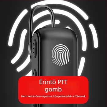 Mini fülhorgos walkie-talkie interkom beltéri használatra, 400–470 MHz, 2W, 16 csatorna, hatótávolság legfeljebb 1,5 km, lítium akkumulátor 1000 mAh