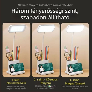 Tanulók szemvédő asztali lámpája érintéses kapcsolóval, beépített Li-ion akkumulátor, CRI ≥ 90, világosság osztály A
