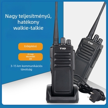 TID professzionális külső hordozható adó-vevő – két sáv 132–170 / 400–470 MHz, 5W, 16 csatorna, 7.4V Li-Ion akkumulátor, hatótáv 5–8 km