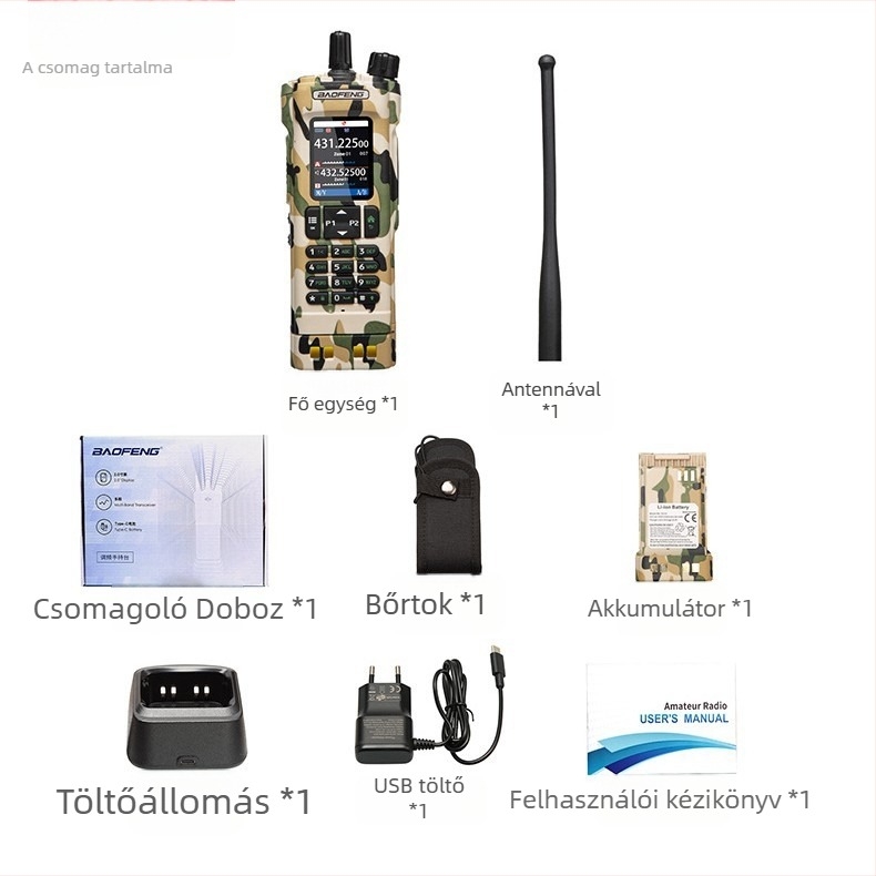 Baofeng UV-32Pro kézibeszélő, nagy teljesítmény, Bluetooth frekvenciaprogramozás, APRS GPS, 3–5 km hatótávolság, 2500 mAh Li-ion akkumulátor