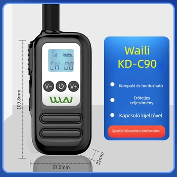 Hordozható Walkie-Talkie, 400-480MHz, 5W, 16 csatorna, 1,5-3 km hatótáv, 1000mAh Li-ion akkumulátor