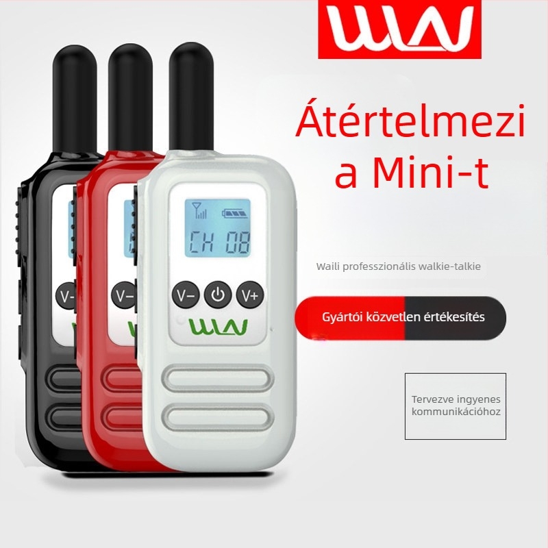 Hordozható Walkie-Talkie, 400-480MHz, 5W, 16 csatorna, 1,5-3 km hatótáv, 1000mAh Li-ion akkumulátor
