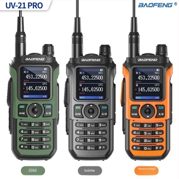 Baofeng UV21PRO UV-két sávos kézibeszélő walkie-talkie, 5W, 999 csatorna, 136-174/400-520 MHz, 2800mAh Akkumulátor, kijelzővel