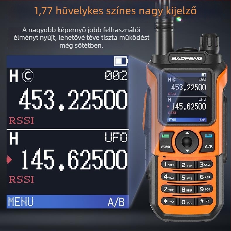 Baofeng UV21PRO UV-két sávos kézibeszélő walkie-talkie, 5W, 999 csatorna, 136-174/400-520 MHz, 2800mAh Akkumulátor, kijelzővel
