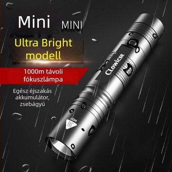 Hordozható újratölthető zseblámpa, alumíniumötvözet test, 2600mAh akkumulátor, 15W, kézi töltés, 100–200m hatótávolság