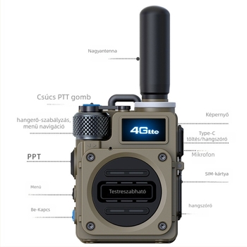 Tianhong G8 professzionális kézi rádióadó-vevő, 400–470 MHz, 16 csatorna, 10–25 W, akár 5000 km, 3,6–4,2 V