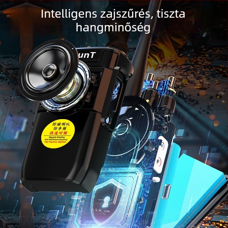 Kézibeszélő rádió kültéri használatra, 5–10 km hatótáv, RF kimenet 10, 16 csatorna, LiPo 7800 mAh akkumulátor, zajtompítás elleni védelem