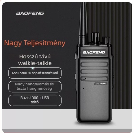 Baofeng BF-6600 professzionális nagy teljesítményű kézi rádió, 400-470 MHz, 5W, 16 csatorna, 7.4V, 180 perc akkumulátor-élettartam