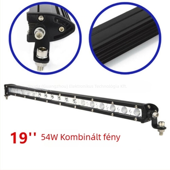 Autó LED-szalag világítás – alumíniumötvözet ház, bemenet 9–60V, teljesítmény 18–72W, fényáram 1100–3500 lm, élettartam 20000 h, egysoros munkafény