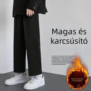 Férfi egyenes szárú corduroy nadrág lenanyagból, téli 2025, üzleti formális stílus