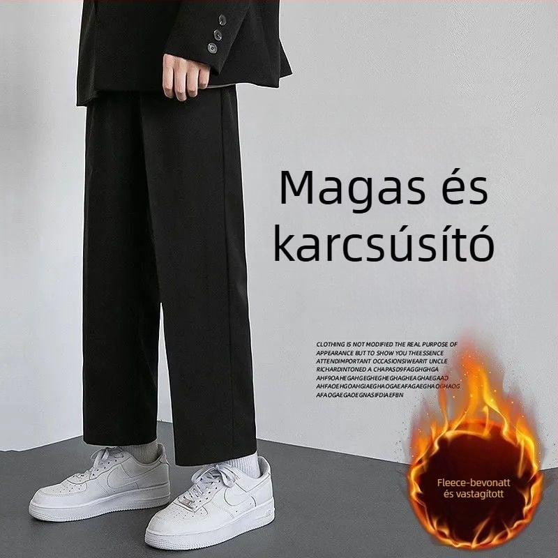 Férfi egyenes szárú corduroy nadrág lenanyagból, téli 2025, üzleti formális stílus