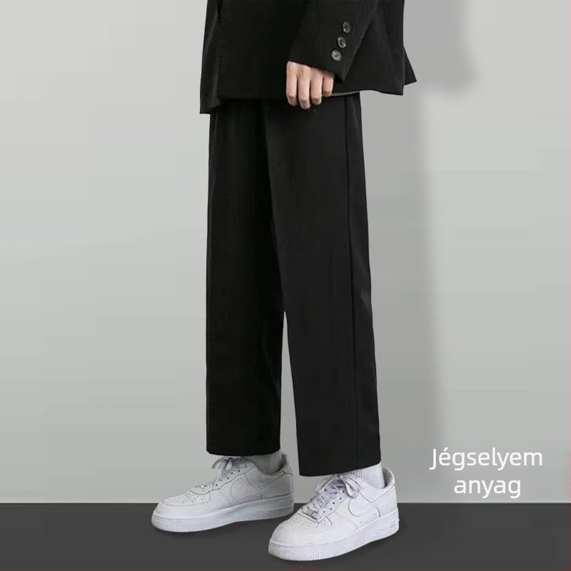 Férfi egyenes szárú corduroy nadrág lenanyagból, téli 2025, üzleti formális stílus