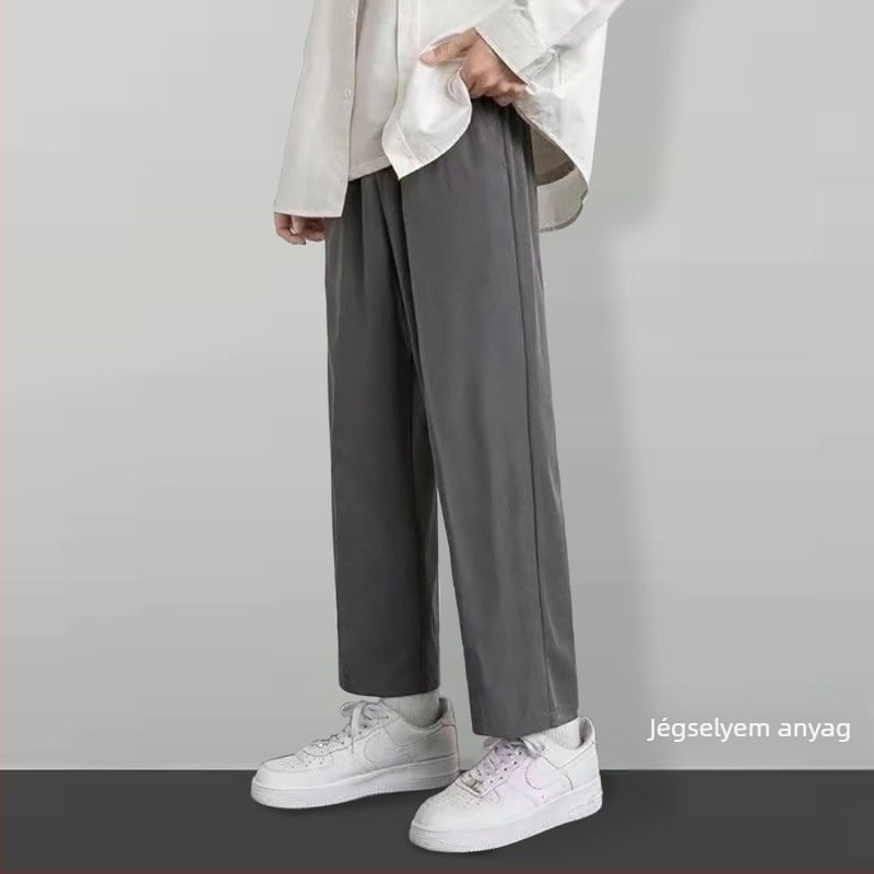 Férfi egyenes szárú corduroy nadrág lenanyagból, téli 2025, üzleti formális stílus