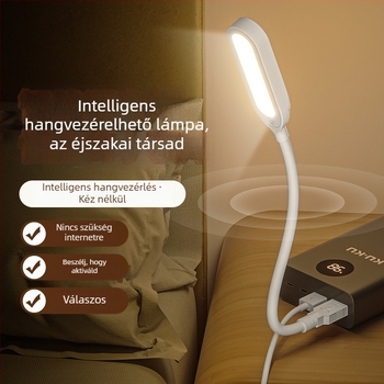 Asztali lámpa hangvezérléssel – USB tápegység, LED világítás, CRI ≥95, feszültség ≤36V, éjszakai fény