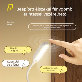 Asztali lámpa hangvezérléssel – USB tápegység, LED világítás, CRI ≥95, feszültség ≤36V, éjszakai fény