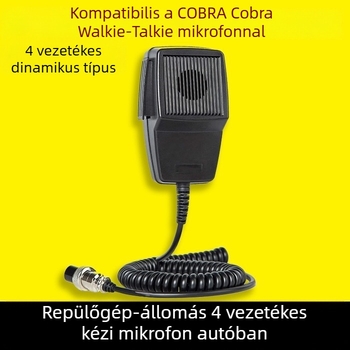Walkie-talkie mikrofon repülőcsatlakozóval az Argo-300/Cobra CB-507-hez, dinamikus tekercs 4-vezetékes/5-vezetékes, kommunikációs távolság 10-50 km, elem nélkül, csúszásgátló