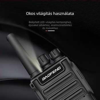 Baofeng BF-V8 walkie-talkie, mini modell, 5W, 400–470 MHz, 16 csatorna, hatótáv 1,5–3 km, 5800 mAh akkumulátor, porálló
