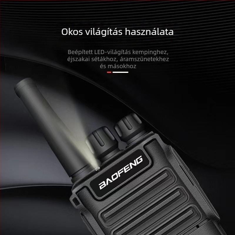 Baofeng BF-V8 walkie-talkie, mini modell, 5W, 400–470 MHz, 16 csatorna, hatótáv 1,5–3 km, 5800 mAh akkumulátor, porálló