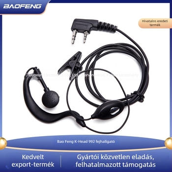 Baofeng 992 fejhallgató walkie-talkie-hoz, 150 cm-es kábel, akkumulátor nélkül, porálló, hatótávolság 1,5 km-ig