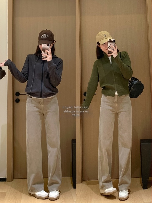 Női egyenes szabású farmer – fleece belsővel, magas derekú, pamut-poliészter keverék, vastag téli