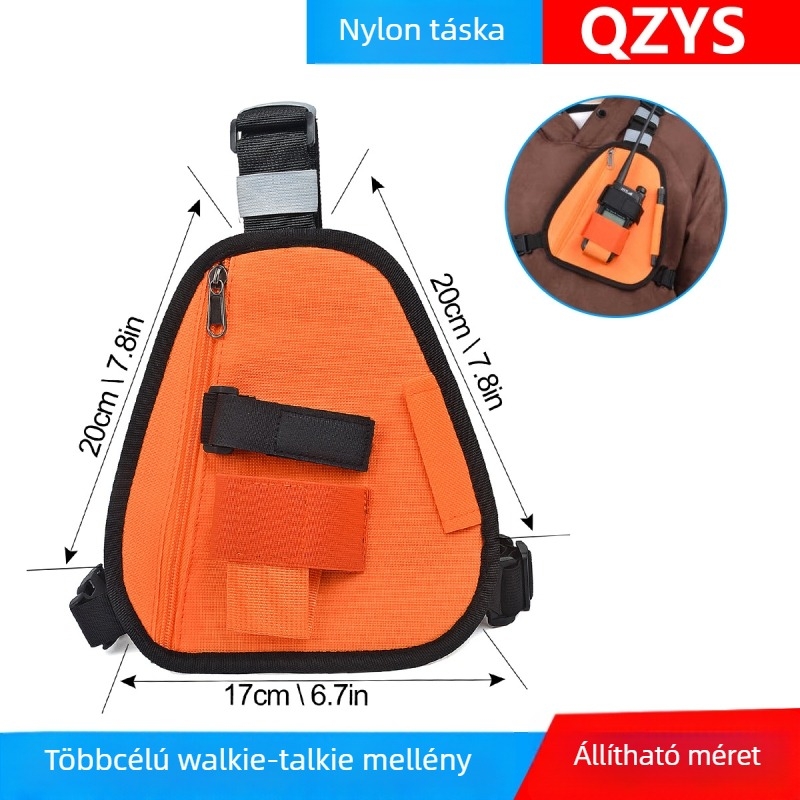 Háromszög alakú walkie-talkie táska keresztpánttal, univerzálisan kompatibilis, vízálló, 3–5 km hatótávolság