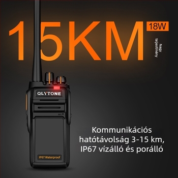 Lu Yitong vízálló walkie-talkie, 18W, 400-480 MHz, 16 csatorna, 5-10 km hatótávolság, 5000 mAh akkumulátor