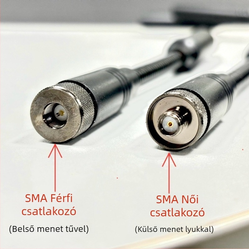 UV bevonatú gooseneck antenna hordozható rádióhoz, kettős hajlítás, SMA csatlakozó, 3–5 km hatótávolság, anti-interference, akkumulátor nélkül