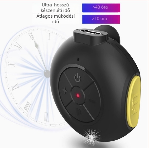 Mini lavalier interkom 0,5 W RF kimenet, 25 csatorna, hatótáv 1,5–3 km, lítium akkumulátor