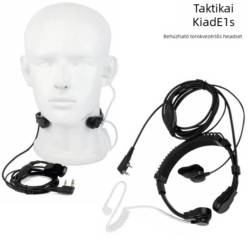 Teleszkópos nyakhoz rögzített PTT fejhallgató mikrofonnal, univerzális K-head csatlakozó, porálló, 100 cm-es kábel, Baofeng 5R-kompatibilis